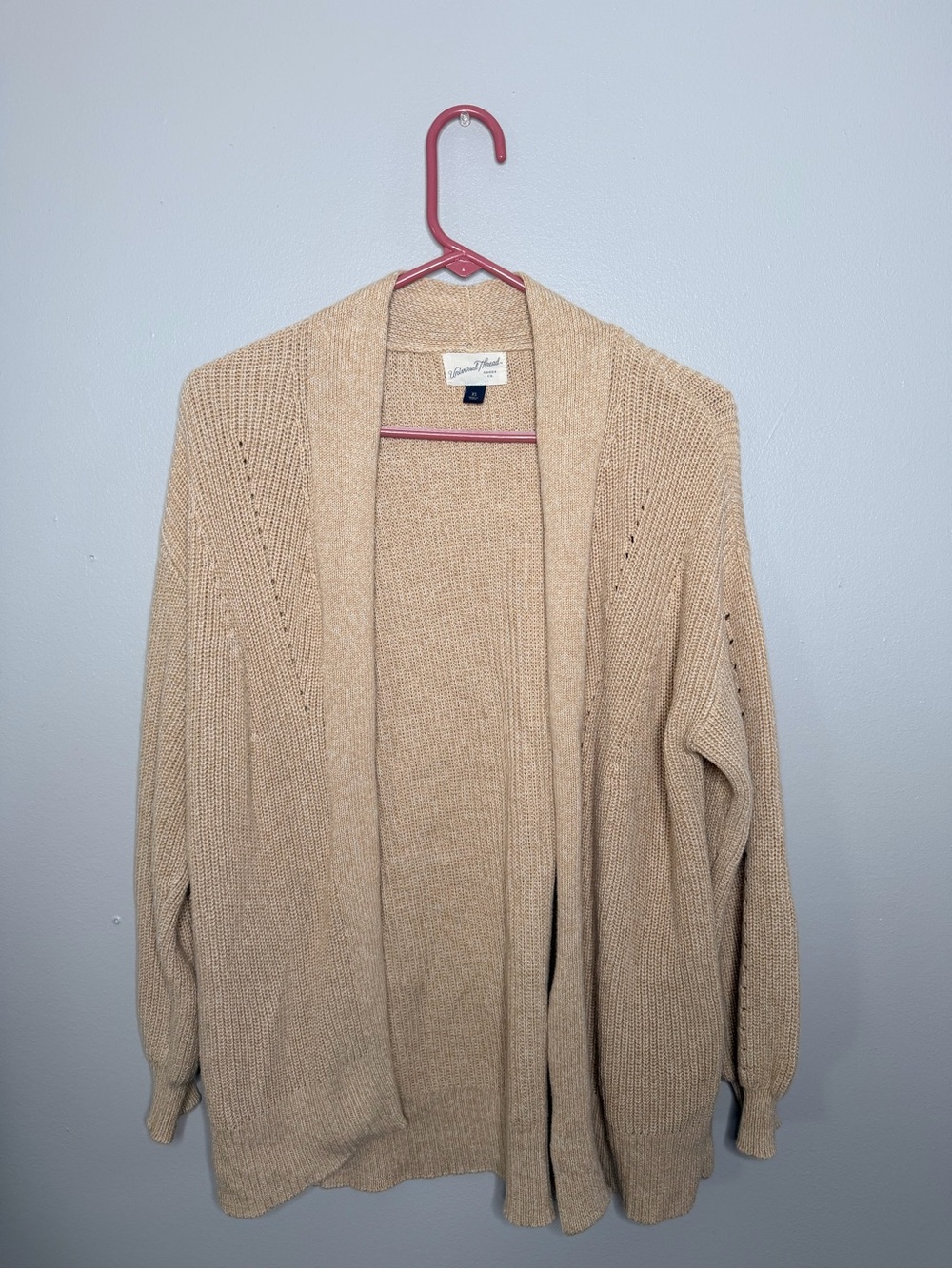 Universal Thread Beige Open-Front Knit Cardigan